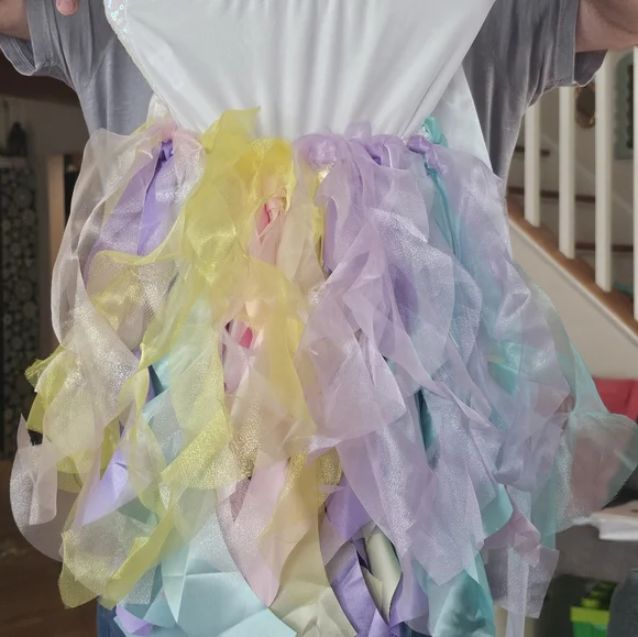 4t NWOT boutique unicorn ribbon halter iridescent sequin dress up costume - Picture 2 of 2